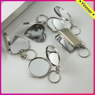 GANTUNGAN Mirror Keychain Metal Frame Small Mirror Pendant Double Sided DIY Graduation Gift-Yinmer