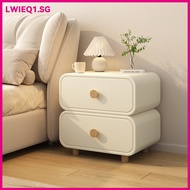 Bedside Table New Milky White Double Layer 50cm Bedroom Side Cabinet Household Small Leather Solid W