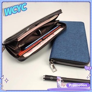 WCYC Large Capacity Men Zipper Wallet Multi-card Business ID Card Holder Daily Match Canvas Hand-held Wallet