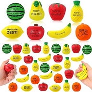 Outus 40 Pcs Inspirational Fruit Squishy Stress Balls Gifts Squeeze Simulation Cute Fruits for Motivational Stress Relief Strawberry Hand Toy Stress Anxiety Balls for Adults Employee School Office