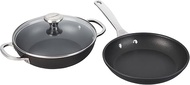 Le Creuset Toughened Nonstick Pro Cookware Set, 3pc. (9.5” Fry Pan & 2.5 qt. Braiser W/Glass Lid)