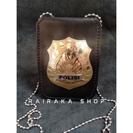 Dompet Kalung Lencana Polisi Dompet Kartu KTA Polisi Kulit Sepaket