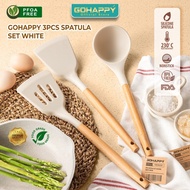 White SPATULA SET 3 PC Silicone SPATULA GOHAPPY Slotted