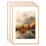TEMU 1/3pcs, 30x40cm/12x16in Oak Picture Frames, A3 Solid Wood Frames, A4 With Stand Desktop Wooden