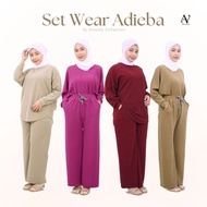Amiably ADIEBA Set Wear Plain Minimalist style Ironless Strachable Wanita Clothing