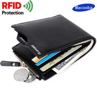 【New style】Men Short Zipper Wallet,Premium quality RFID Theft Protection Wallet Men’s Soft PU Leather Bifold Wallet（Black）