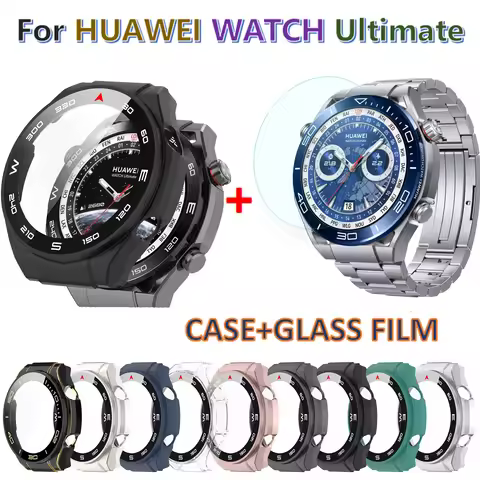 2 IN1 Watch Frame bezel Glass Film Smart Bracelet For Huawei WATCH Ultimate Cover Protective Case fo