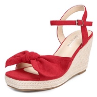 girgod Espadrilles Wedge Sandals for Women Bow Platform Heels Sandals Open Toe Ankle Strap Wedge Hee