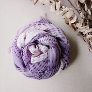 知染生活-天然植物染格紋絲棉圍巾/紫
