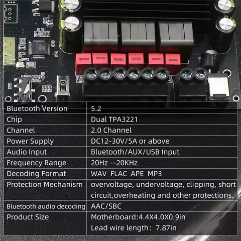 B27B NEW S200HS-W Bluetooth 5.2 Subwoofer Digital Amplifier Board 2.1 Channel 100W+100W+200W Wide Vo