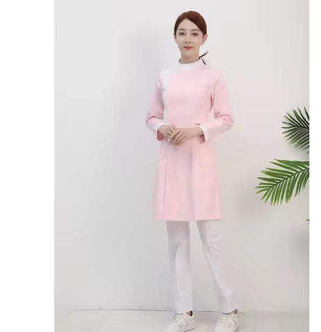 Long Sleeved Nursing Gown Split Set Autumn Winter Sanatorium Hospital Work Uniform