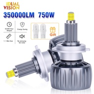 Dualvision 360 2pcs H11 9005 9006 H7 Headlights bulb Canbus 350000LM 750W LED H11 H8 H1 6000K 9005 H