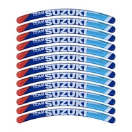 12 ชิ้น/เซ็ต 3D เจลขอบล้อรถจักรยานยนต์สติกเกอร์ Universal Suzuki Stripe ล้อสติกเกอร์ตกแต่งสำหรับ SUZUKI Gixxer SF 250/GSX-S 150 750/GW 250F/GSX-S1000S/GSX R150