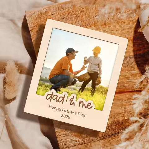 Father's Day Sign 2026 Father's Day Picture Frame Wooden Photo Frame Our First Fathers Day Gift Happ