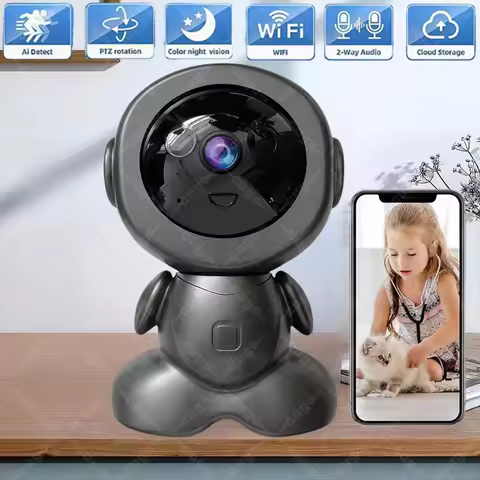 8MP Wifi Surveillance Robot Camera PTZ Security Baby Monitor Cam Two Way Audio Night Vision Smart Tr
