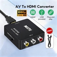 【Ready Stock】HDMI to AV RCA Audio Video CVBS Adapter HD 1080P Converter HDMI TO RCA for PC old tv PC