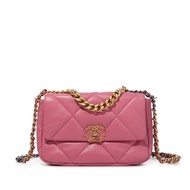 Chanel Pink Quilted Lambskin Chanel 19 Flap Gold and Ruthenium Hardware