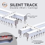 KKC Silent Track DOUBLE Aluminium Curtain Rail/Rail Langsir Premium Tebal/Besi Langsir Heavy Duty
