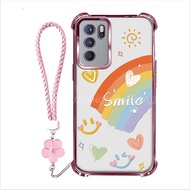 Suitable for OPPO Reno 6 7 PRO 7 SE 6Z 5g 4G phone case Rainbow Smile Anti Drop Hand Rope Four Corne