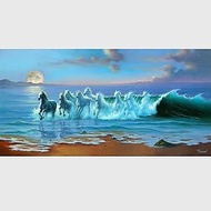 ZGMAXCL Diamond Painting Kit for Adults &amp; Kids Full Drill Round Horse and Sea Rhinestone Large Size Wall Decoration Wall Decor Craft Gift 135x60cm