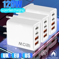 120W Dual PD+Dual USB Fast Charging Charger - Portable Travel Type-C PD USB Charger - 4Ports EU/US/U