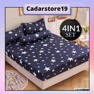 4 in 1 1000TC KING/QUEEN Cadar Bergetah sekeliling 100% cotton Bedsheet Set