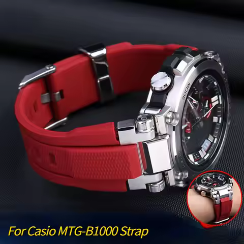 For Casio g-shock watch MTG-B1000 G1000 rubber strap Solid Steel Linker silicone men's watchband bel
