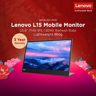 Lenovo L15 Mobile Monitor | 15.6" 60Hz IPS (1920x1080) Display | Height Adjust Stand | USB-C |3Y War