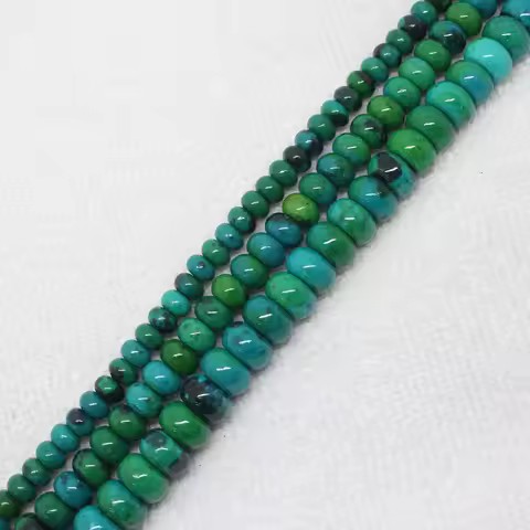 Mini. Order is $7! 4x6,5x8,6x10mm Green phoenix Chrysocolla fynchenite Rondelle abacus bead DIY Jewe