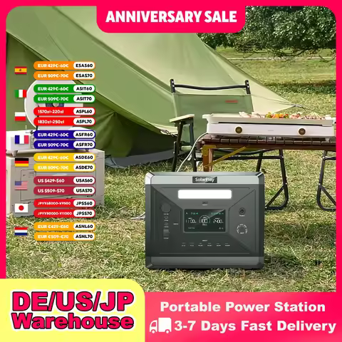 SOLARPLAY Q2501 Portable Power Station 2160WH LiFePO4 Battery with 2400W (4800W Peak) AC Output Sola