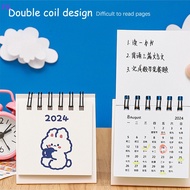 FIL 2024 Year Simple Ins Small Desk Calendar Student Desktop Cute Cartoon Dog Rabbit Mini Note Memo Calendar Study Office Calendar Ornaments Office Desk OP