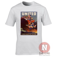 United Freedom Fight Poster Wwar T-Shirt 2 Allies Wwii Ww2
