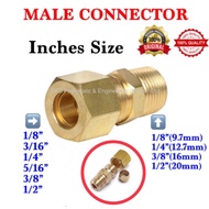 Brass Fitting (Inches Size) Compression Male Connector Compression Fitting  Brass Pipe Fitting Coppe