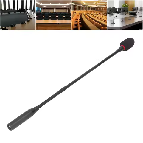 Gooseneck Microphone 17.7in Flexible Noise Reduction Gooseneck Plug in Microphone with Power Indicat