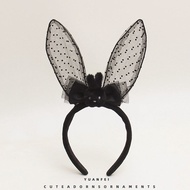 Dark Night Rabbit Cute Black Lace Rabbit Ear Headband Creative Bar Ball Dress Up Headwear Photo Hair