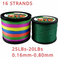 16 Strands PE Braided Line 100M 300M 500M 1000M 25Lb~200LB Fishing Accessories Hook Line Bait Line