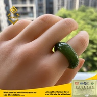 HANLE natural hetian jade bangle ring with carving with certificate and box