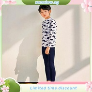 2-12Yrs Boys Swimming Suit 3pcs Split Swim Wear Long Sleeve Kids Swimwear Top+Pant+Cap