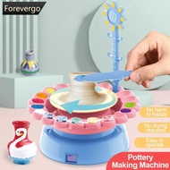 FOREVERGO 1Set USB Electric Pottery Wheel Machine Mini Pottery Making Machine DIY Craft Ceramic Clay Pottery Kit With Pigment Clay Kids Toy B9H7