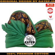 Udeng Bali Warna Hijau Setengah Jadi Motif Tameng / Iket Bali Pria / Blangkon Bali / Peci Bali