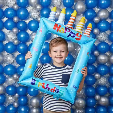 1/3/5Pcs Birthday Photo Frame Foil Balloon No Odor for Baby First Birthday Party Home Photo Booth De