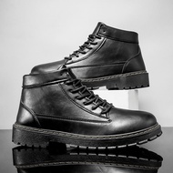 British Style Dr. Martens Boots Men's Mid-Top Versatile Black Youth Workwear Ankle Boots Men's Korean-Style Fashionable