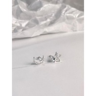 AG SILVER Star Moon s925 Sterling Silver White Gold Plated Earring