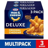 [best before 10 Nov 2025] Kraft Deluxe Cheddar Mac N Cheese Dinner, 3 ct Pack, 14 oz Boxes, Shelf-St