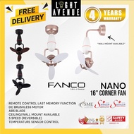 FANCO Tri-Star Nano Corner Fan in Wall / Ceiling Mount with Remote Control 3 Blade 16"