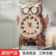 Lycidae Kreatif Mainan Kayu Burung Hantu Hiasan Jam Burung Hantu DIY Buatan Tangan Model Himpunan Te