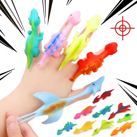10Pcs Colorful Finger Catapult Dinosaur Games Birthday Shower Party Favor Giveaway Christmas Carniva