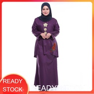 ReadyStock Baju Raya Sales  Women Plus Size Baju Kurung Modern Muslimah Nami Blossom Sulam Design S - 4XL (Purple)