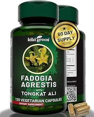 Fadogia Agrestis Extract with Tongkat ali for Men 1000mg Per Serving, 120 Capsules, Third Party Tested, Ultra Strength, Support Energy and Endurance, Gluten Free, Non-GMO, Vegan Capsules