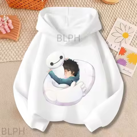 Disney Big Hero 6 Kids Hoodie Sweatshirt Baymax Embracing Hiro Print Long Sleeve Top